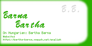 barna bartha business card